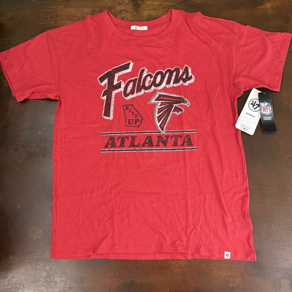 Atlanta Falcons Oversized relaxed Racer Red T-Shirt Women's Medium 47 Brand